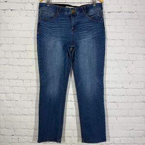 Democracy AB Solution Jeans Women Size 14 Mid Rise Dark Washed Straight Leg